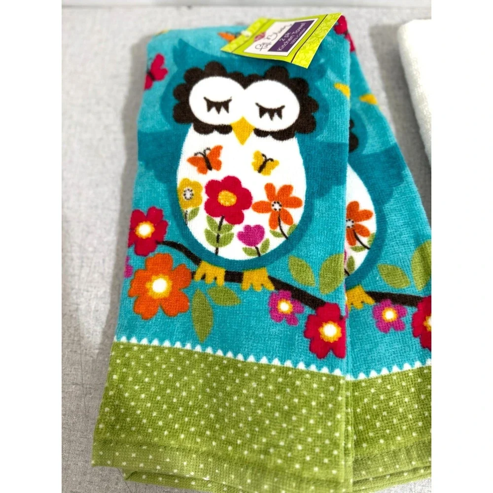 4PK Ritz Brand Full Bloom Bird & Brellie & Hoots & Blooms Owl Kitchen Towels NEW